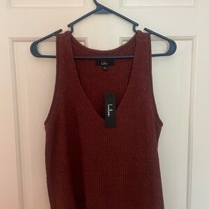 Lulu's Red Ribbed Sleeveless Tank Top